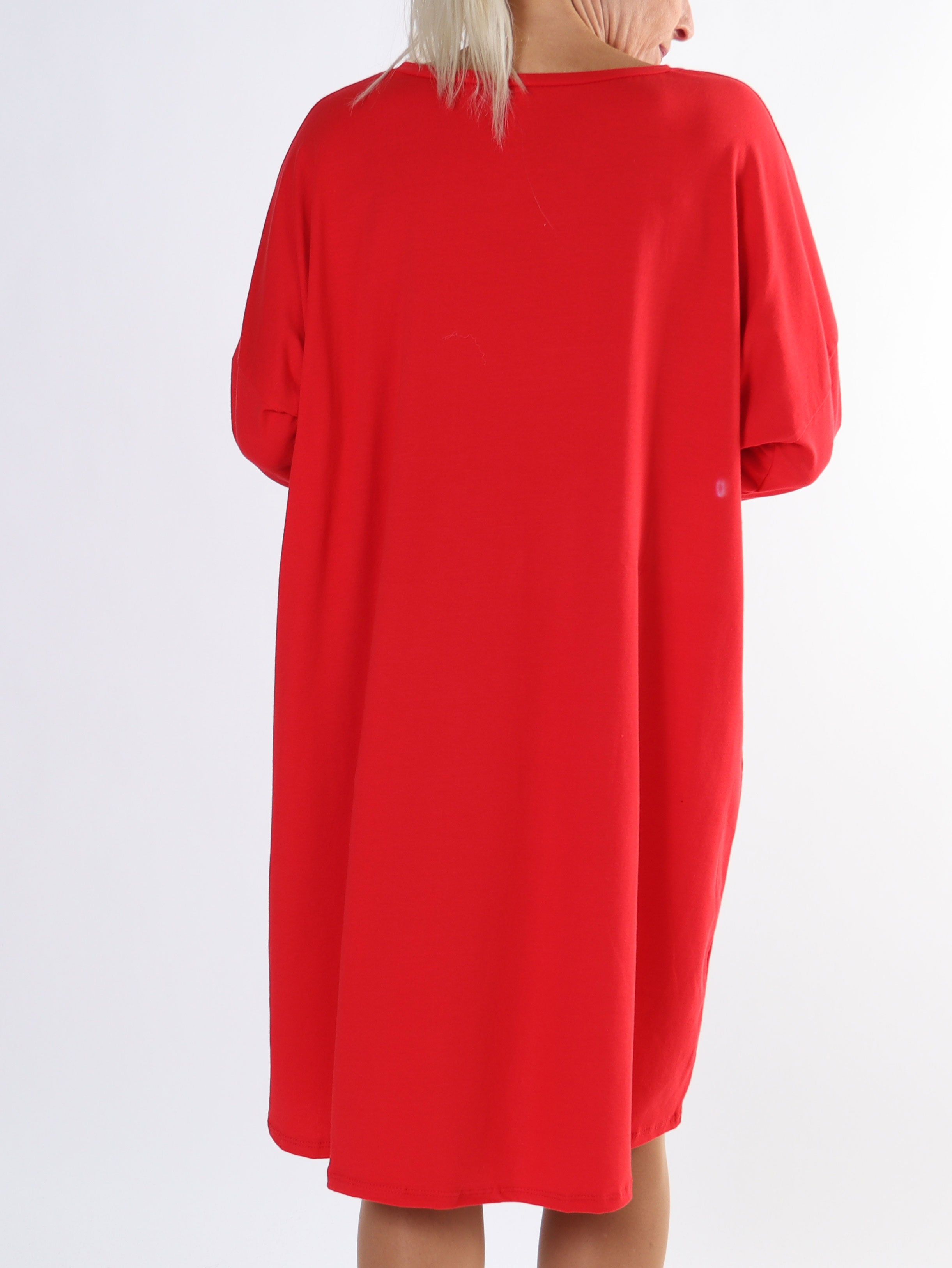 Amal Glitter - Plus size kjole i bomuld med tryk i similisten